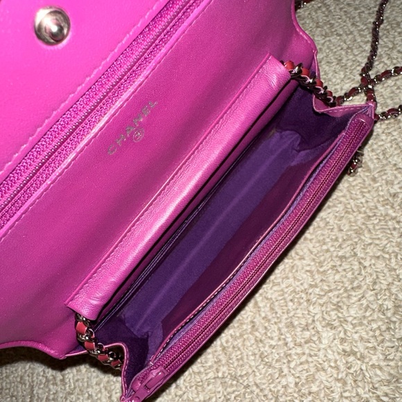 Chanel 2.55 Reissue WOC Burgundy Dark Red Leather Crossbody Bag Wallet on Chain - Picture 7 of 14